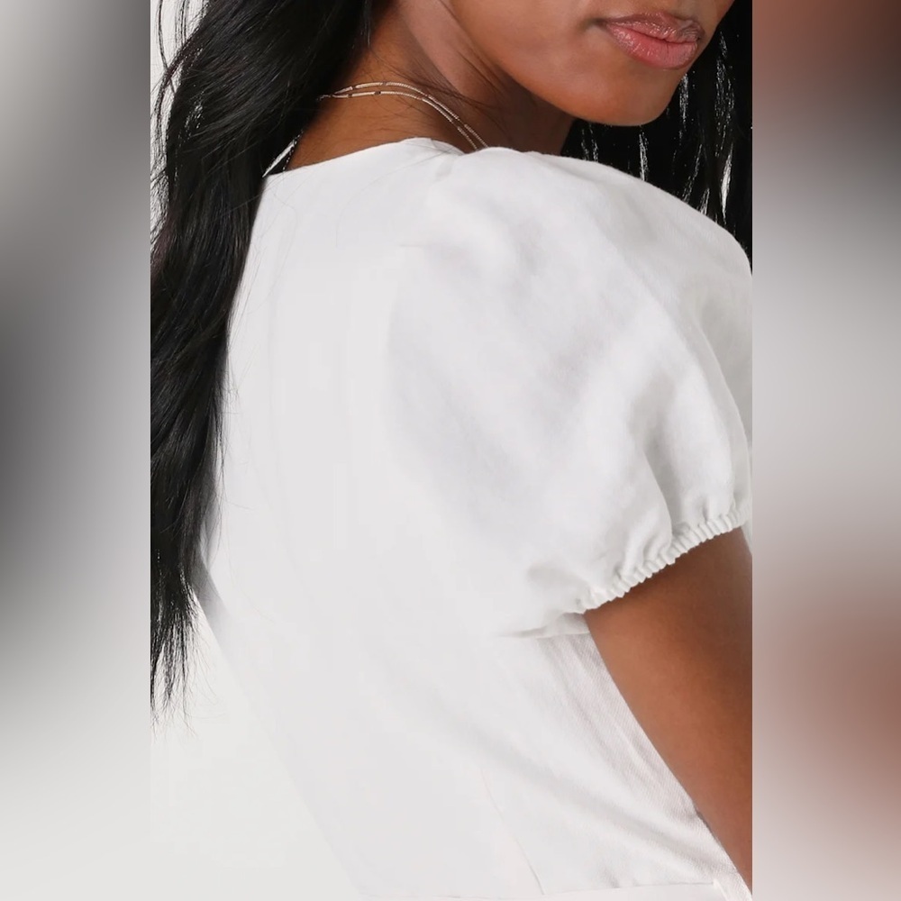 Lulus Sicily Sweetheart White Button-Front Puff Sleeve
Midi Dress - Picture 5 of 9